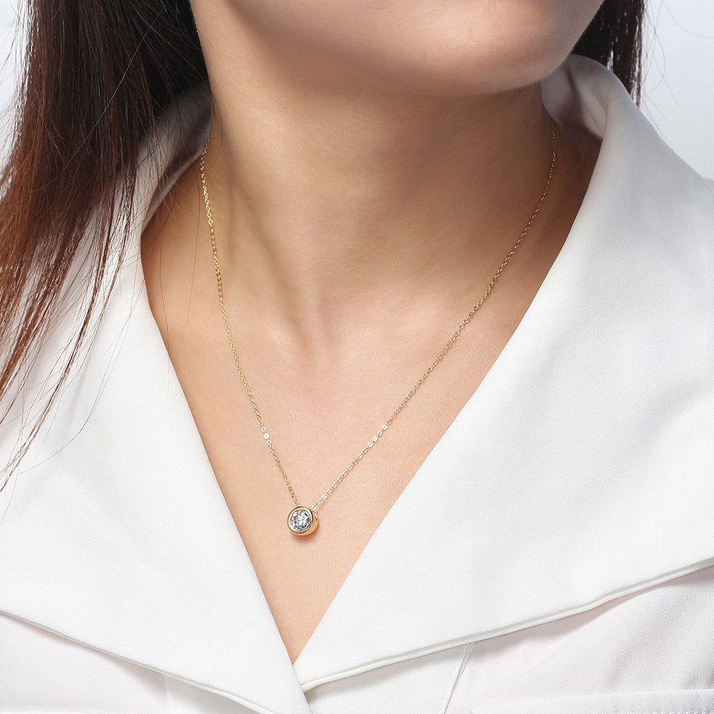 Zirconia Charm Necklace 14k Gold - La Fratellanza Jewelry