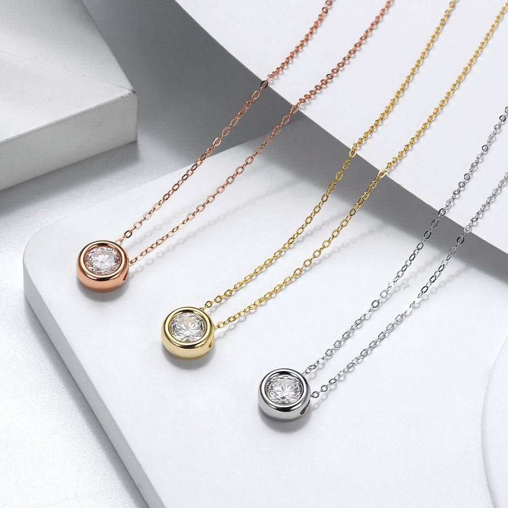 Zirconia Charm Necklace 14k Gold - La Fratellanza Jewelry