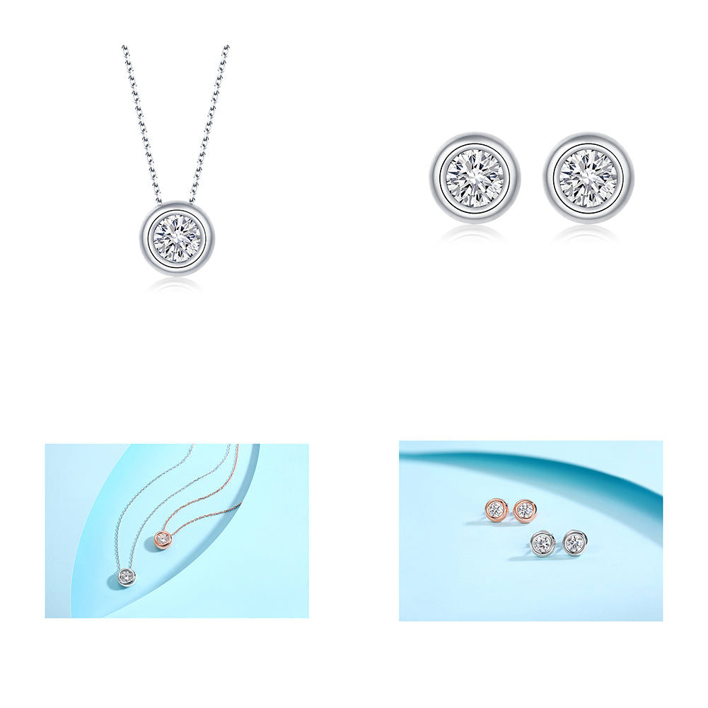 Zirconia Charm Necklace White Gold - La Fratellanza Jewelry