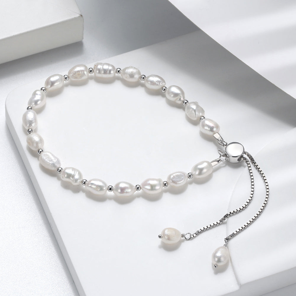 Freshwater Pearl Bracelet White Gold - La Fratellanza Jewelry