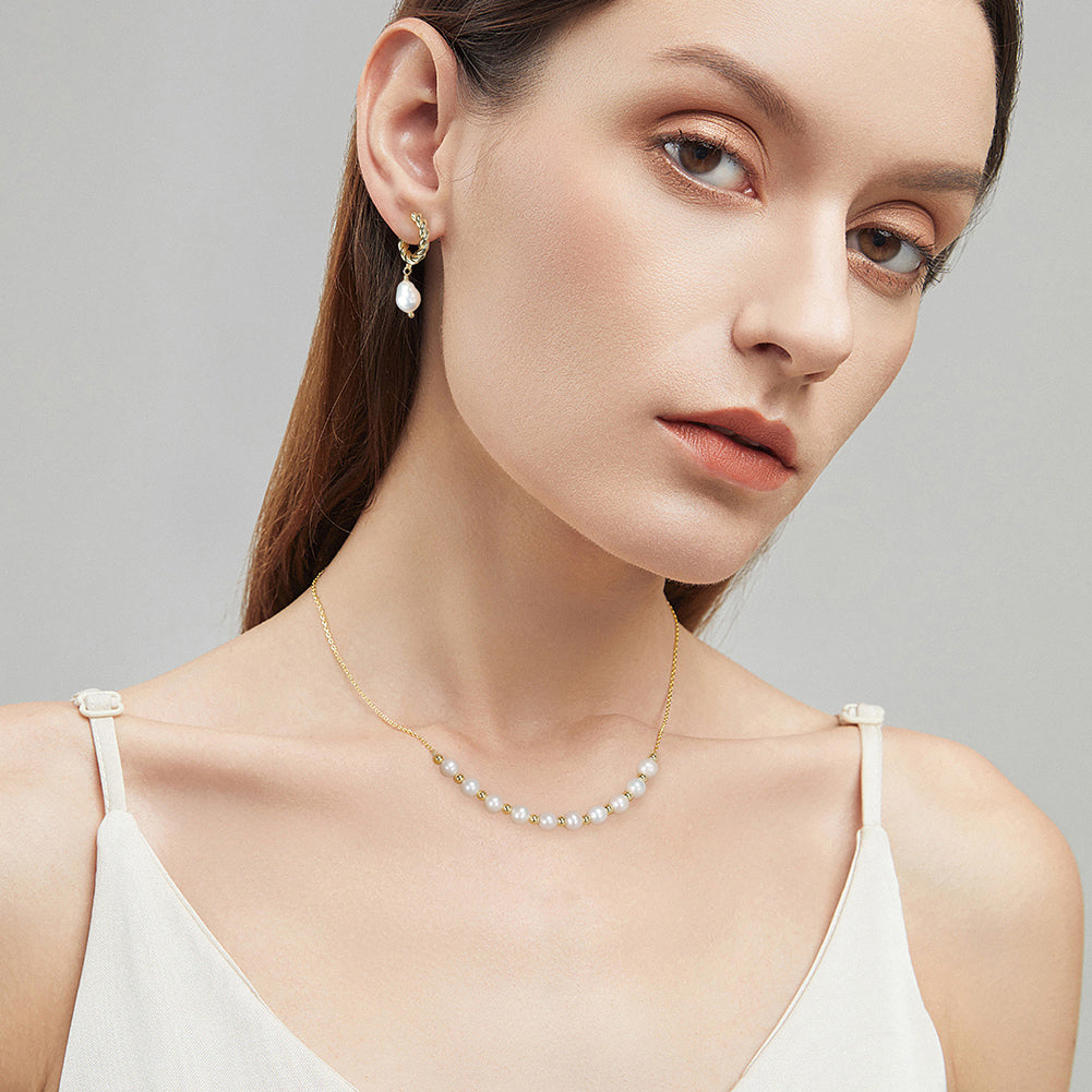 Freshwater Pearl Necklace 14k Gold - La Fratellanza Jewelry