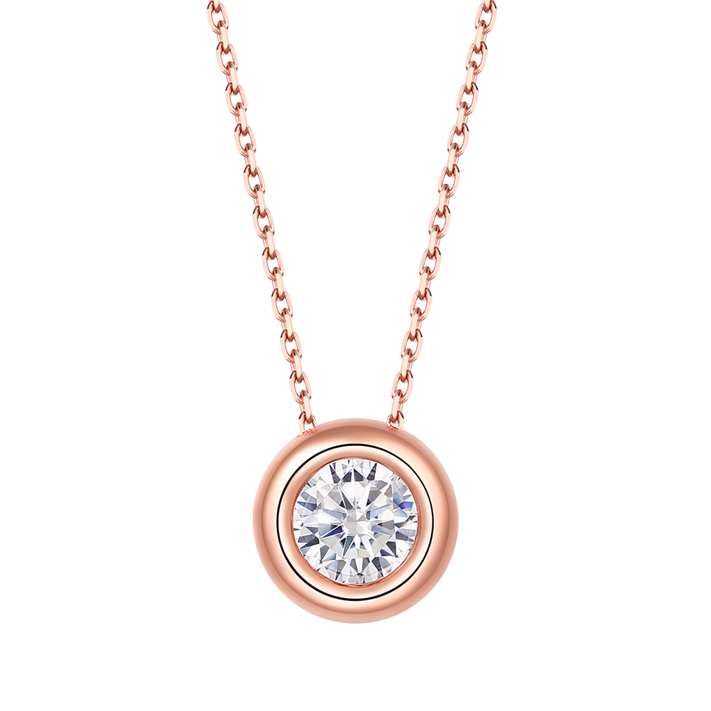 Zirconia Charm Necklace Rose Gold - La Fratellanza Jewelry
