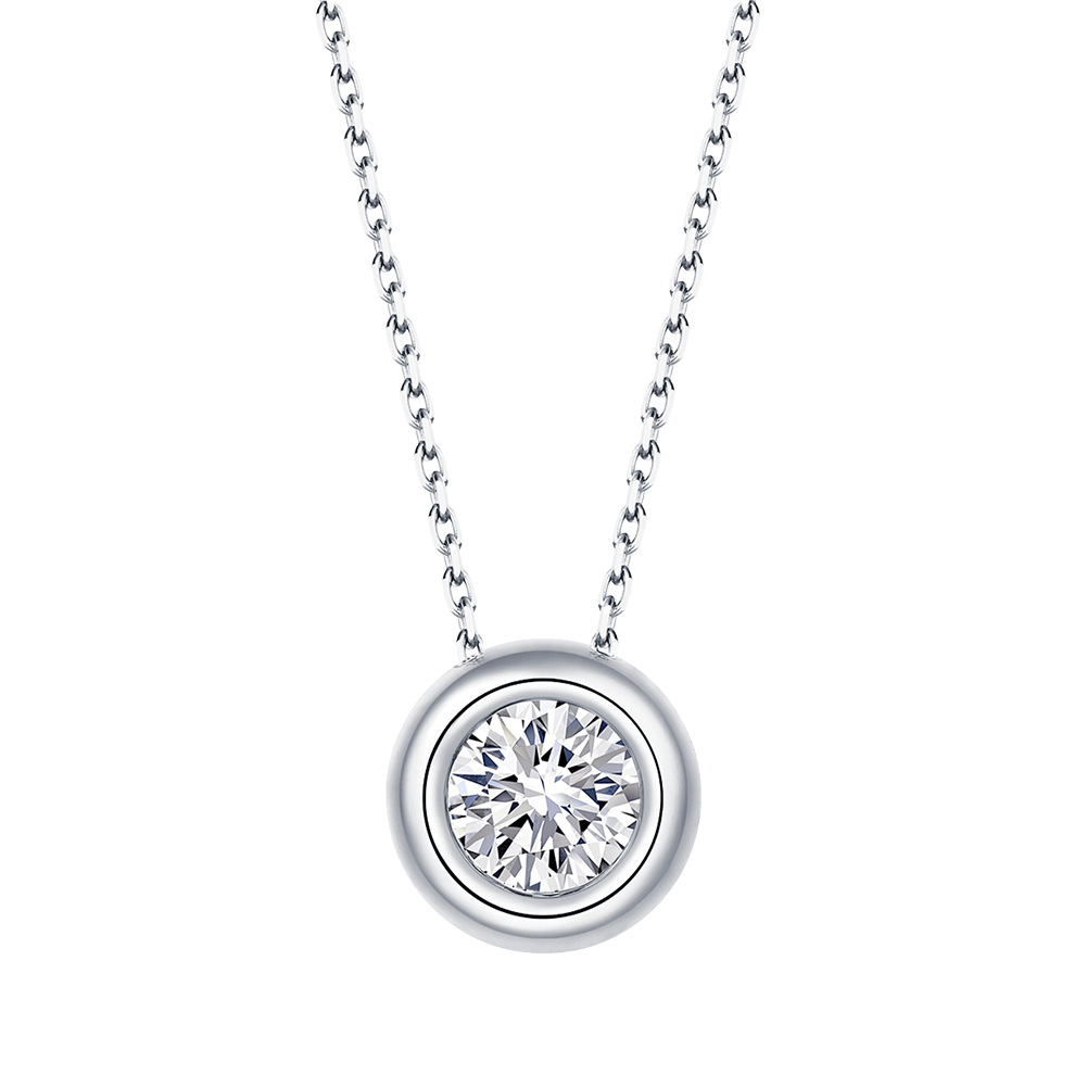 Zirconia Charm Necklace White Gold - La Fratellanza Jewelry