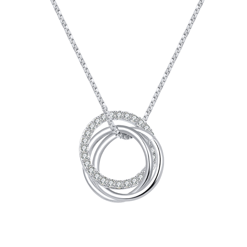 Zirconia Ring Necklace White Gold - La Fratellanza Jewelry