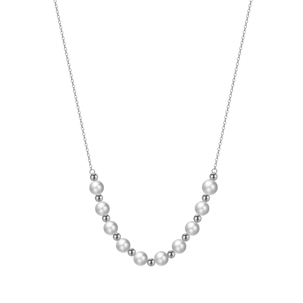 Freshwater Pearl Necklace White Gold - La Fratellanza Jewelry