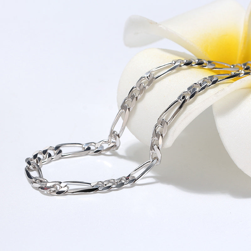 Figaro Chain 3.3mm White Gold - La Fratellanza Jewelry