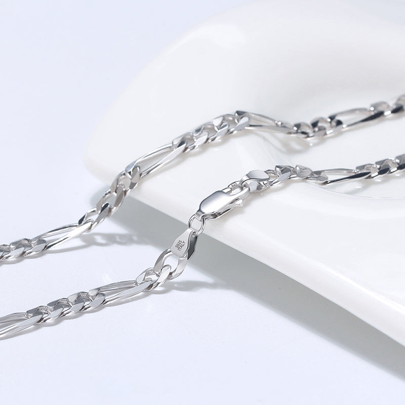Figaro Chain 5mm White Gold - La Fratellanza Jewelry