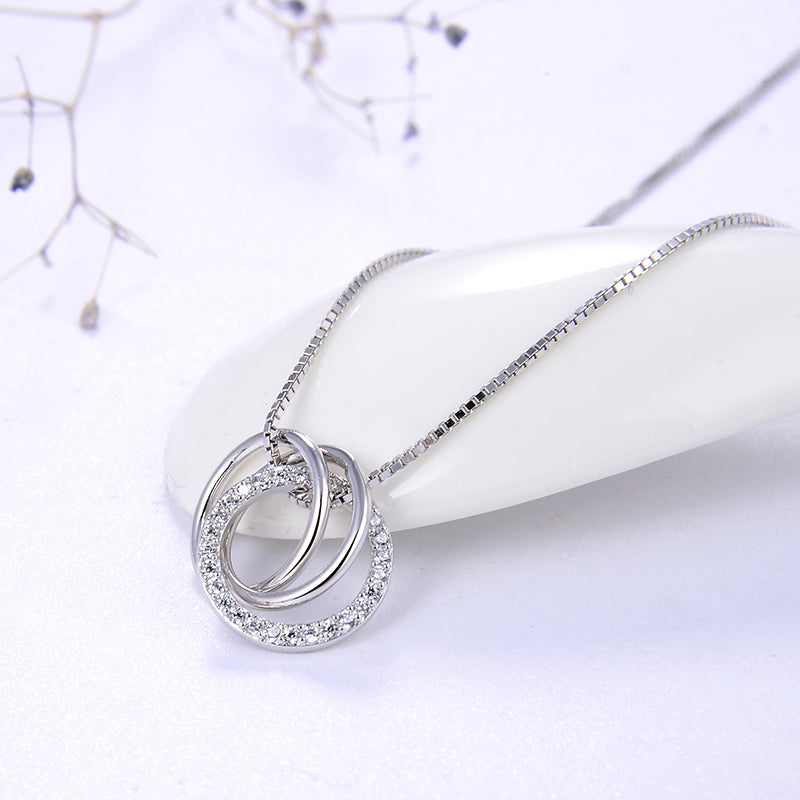 Zirconia Ring Necklace White Gold - La Fratellanza Jewelry