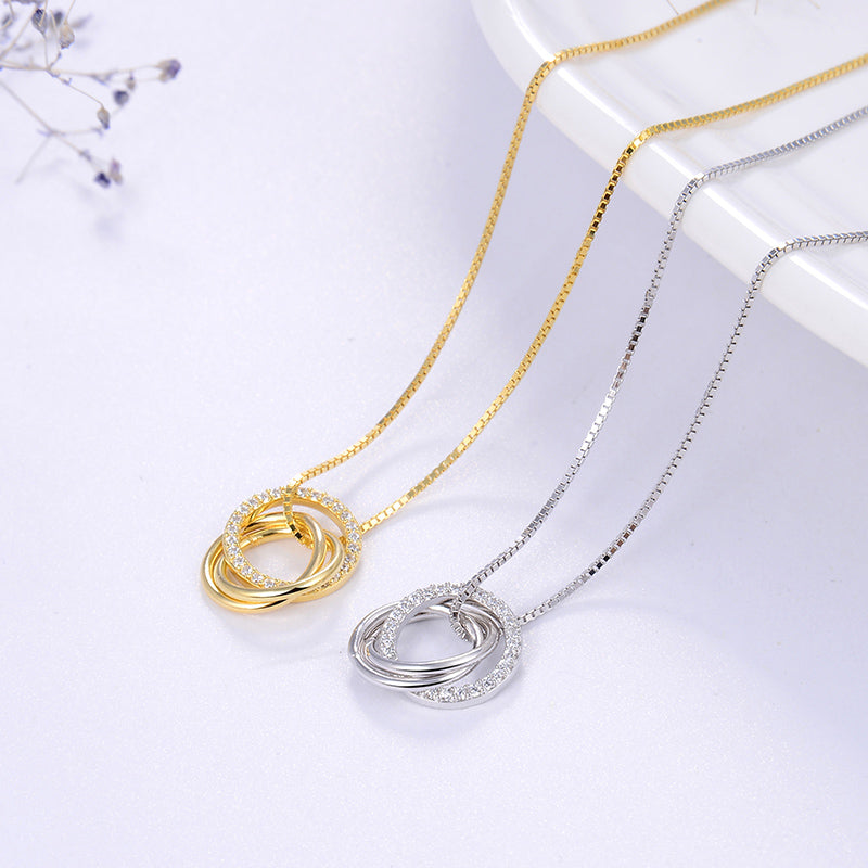 Zirconia Ring Necklace White Gold - La Fratellanza Jewelry