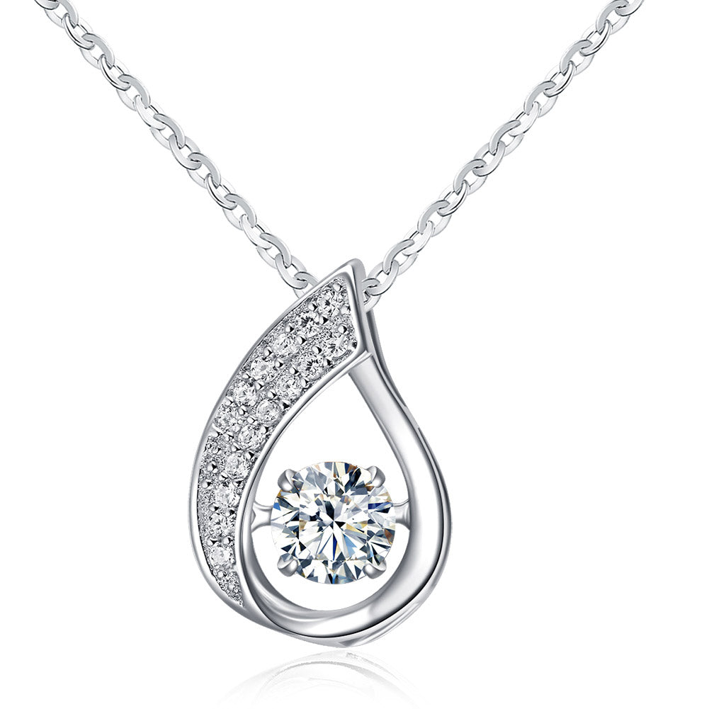 Teardrop Zirconia Necklace White Gold - La Fratellanza Jewelry