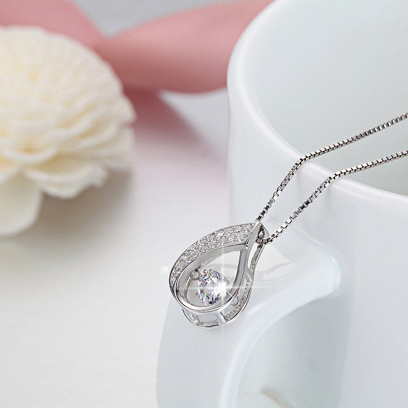 Teardrop Zirconia Necklace White Gold - La Fratellanza Jewelry