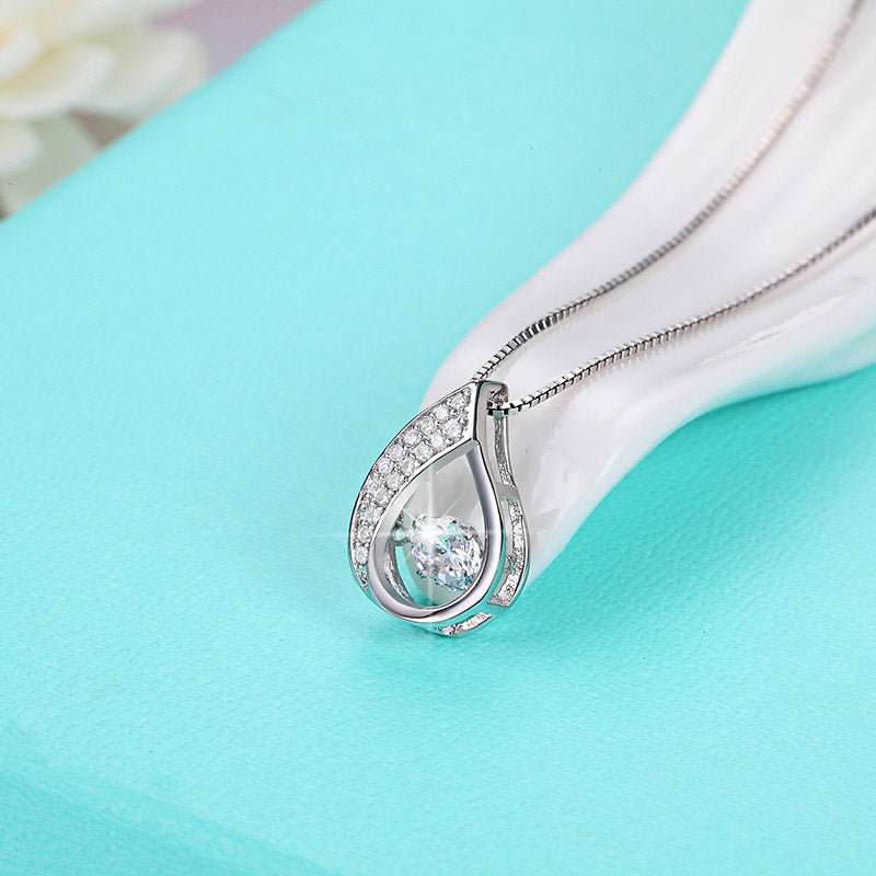 Teardrop Zirconia Necklace White Gold - La Fratellanza Jewelry
