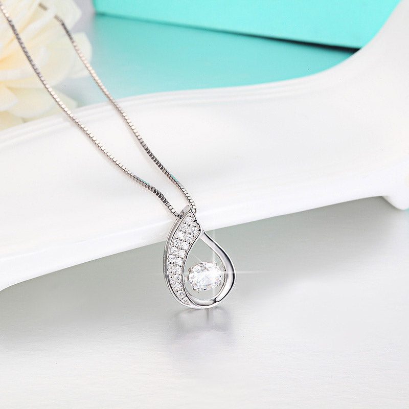 Teardrop Zirconia Necklace White Gold - La Fratellanza Jewelry