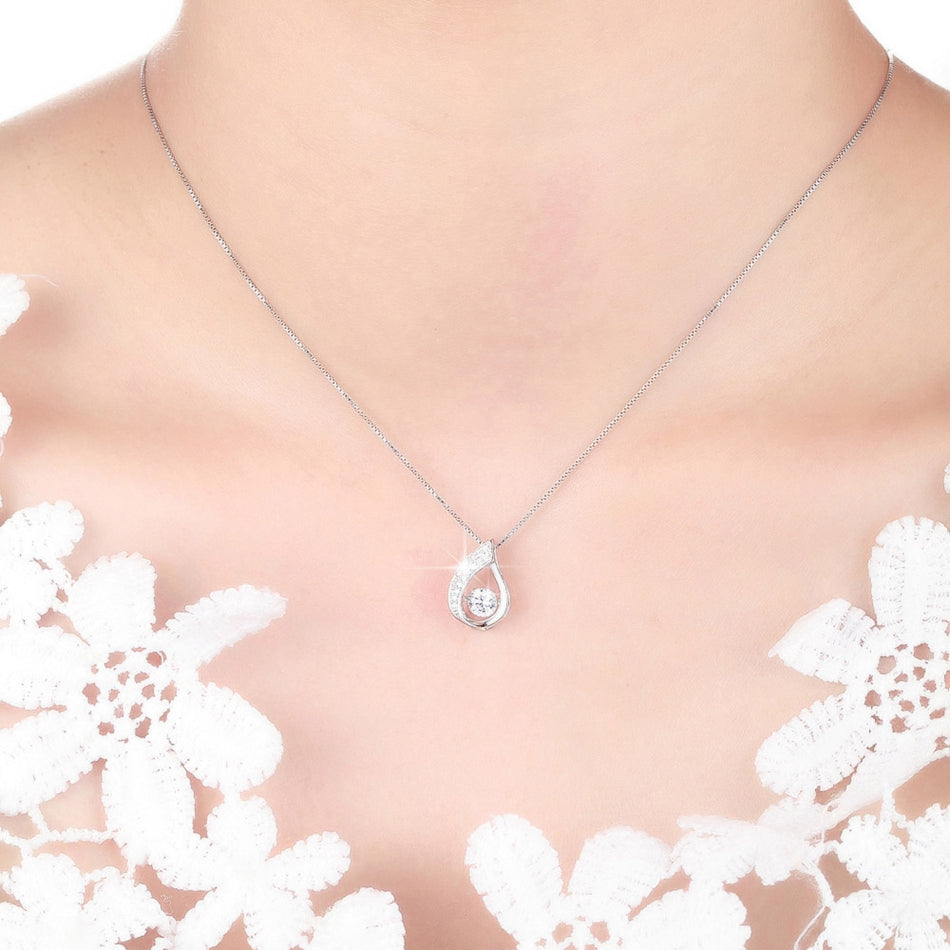 Teardrop Zirconia Necklace White Gold - La Fratellanza Jewelry