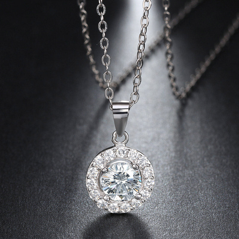 Zirconia Pendant Necklace White Gold - La Fratellanza Jewelry