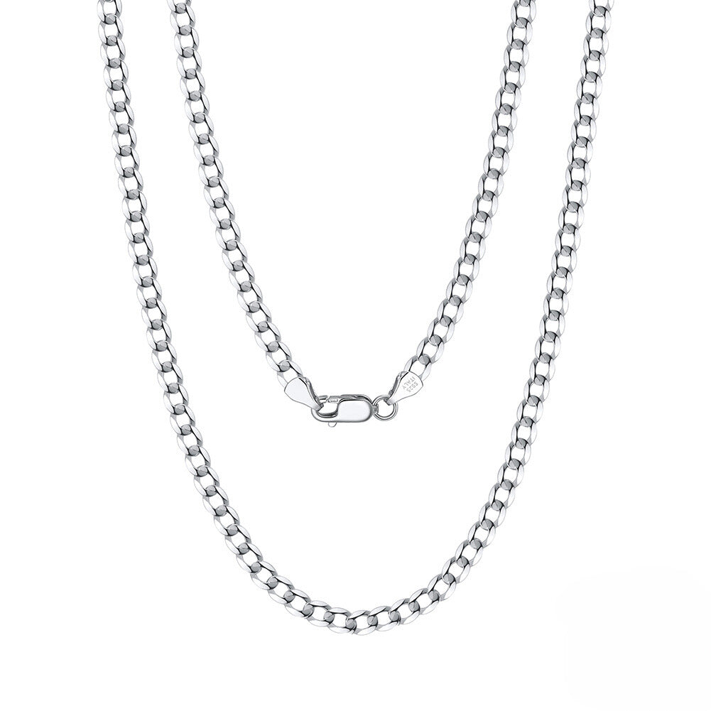 Italian Cuban Chain 3mm White Gold - La Fratellanza Jewelry