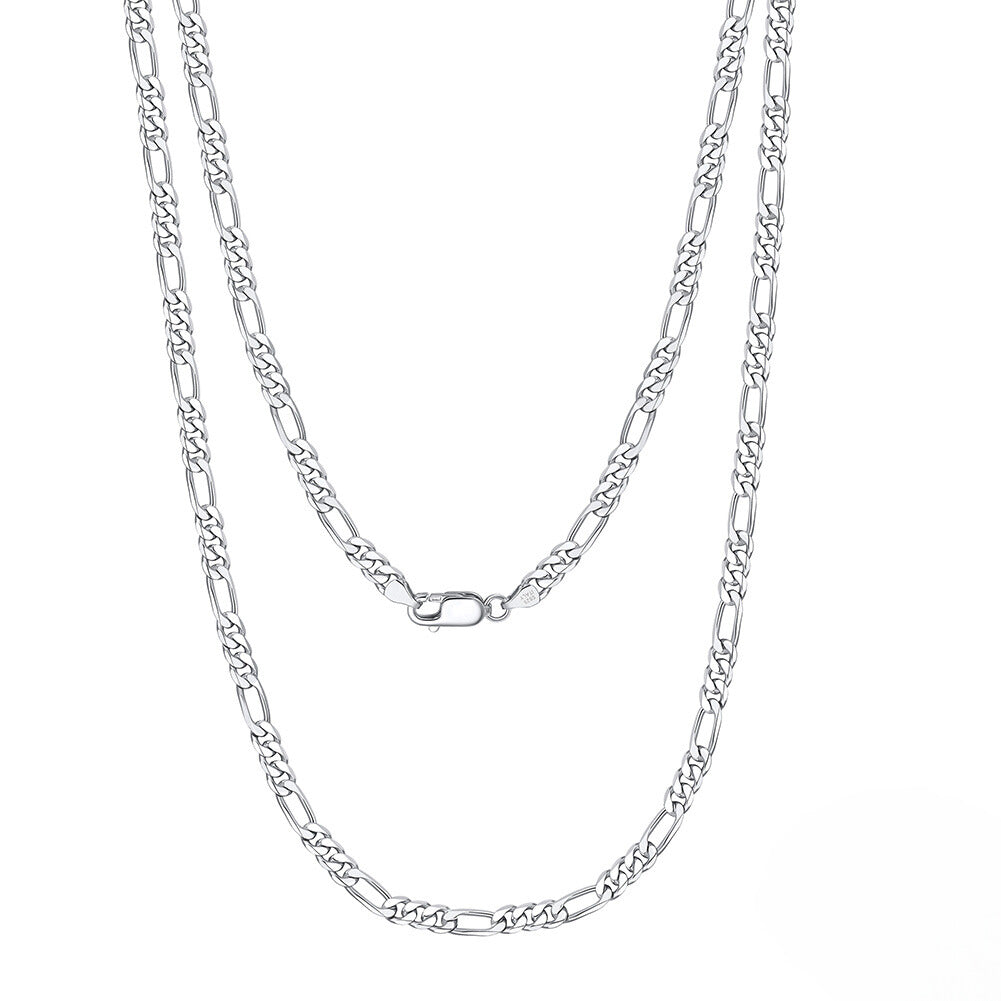 Figaro Chain 3.3mm White Gold - La Fratellanza Jewelry