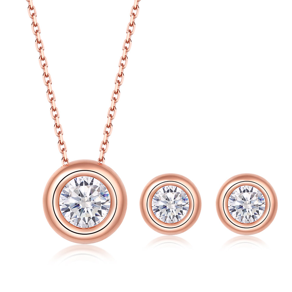 Zirconia Charm Necklace Rose Gold