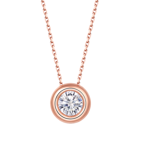 Zirconia Charm Necklace Rose Gold