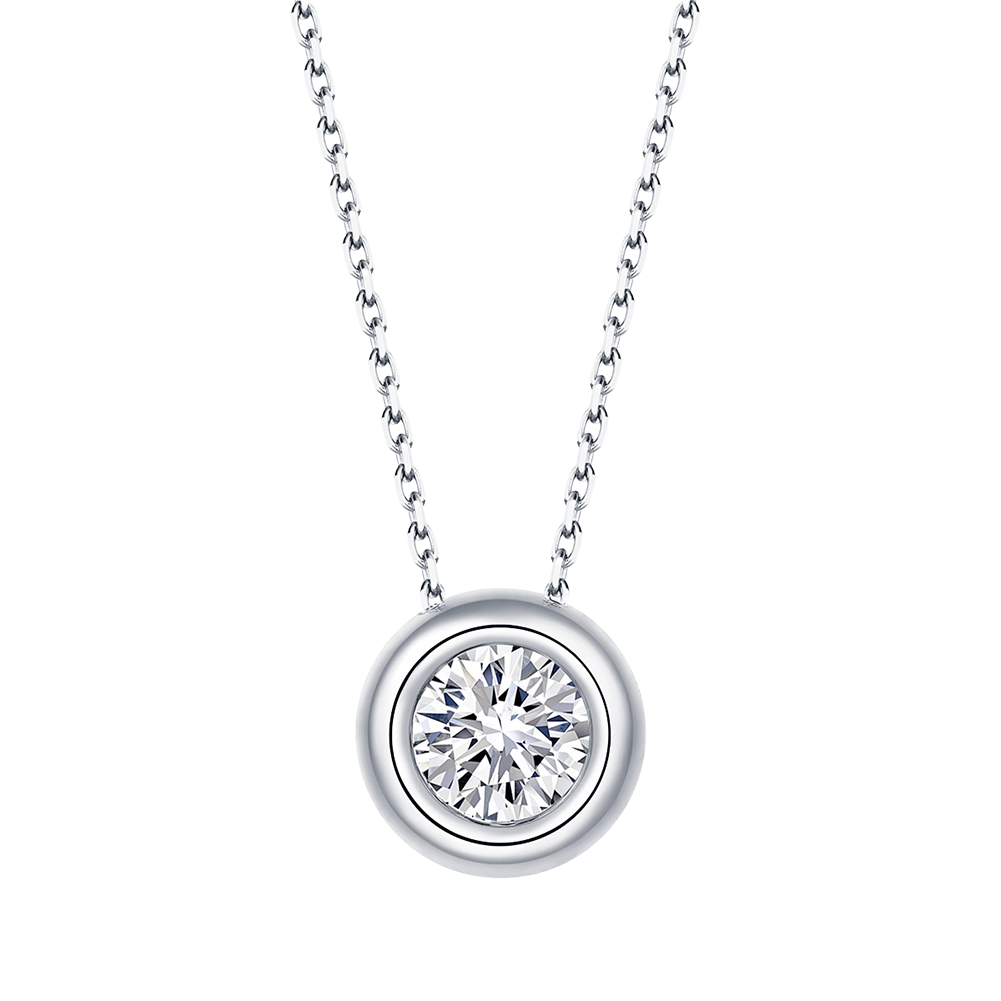 Zirconia Charm Necklace White Gold