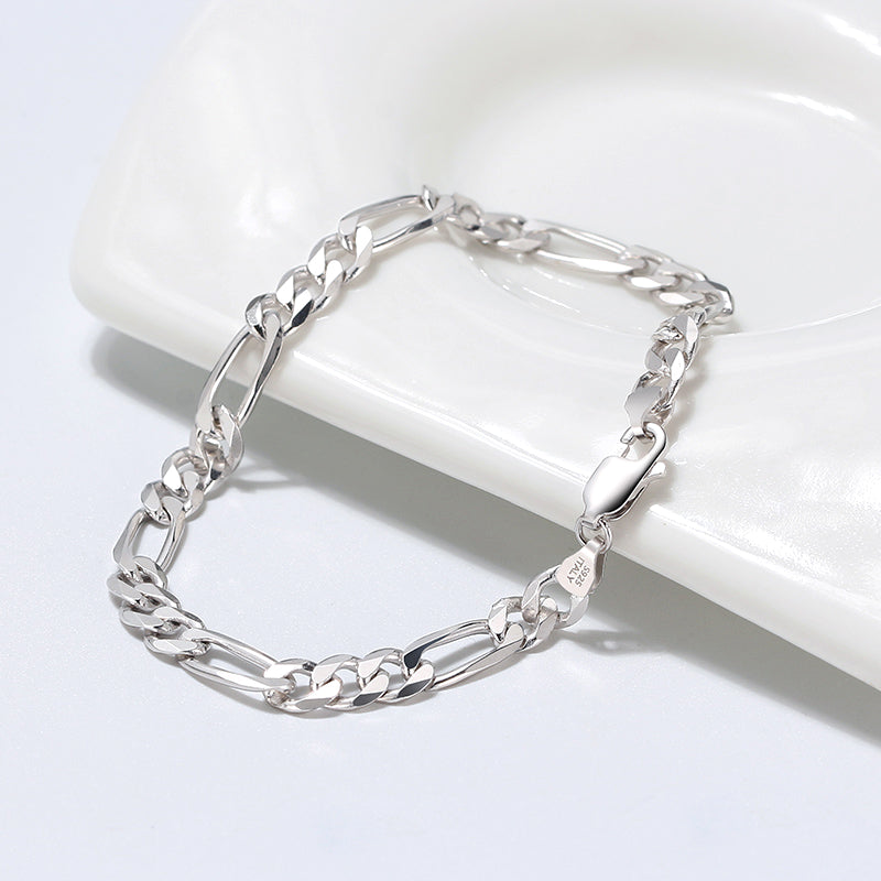 Figaro Bracelet 5mm White Gold