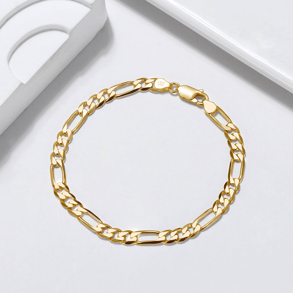 Figaro Bracelet 5mm 18k Gold