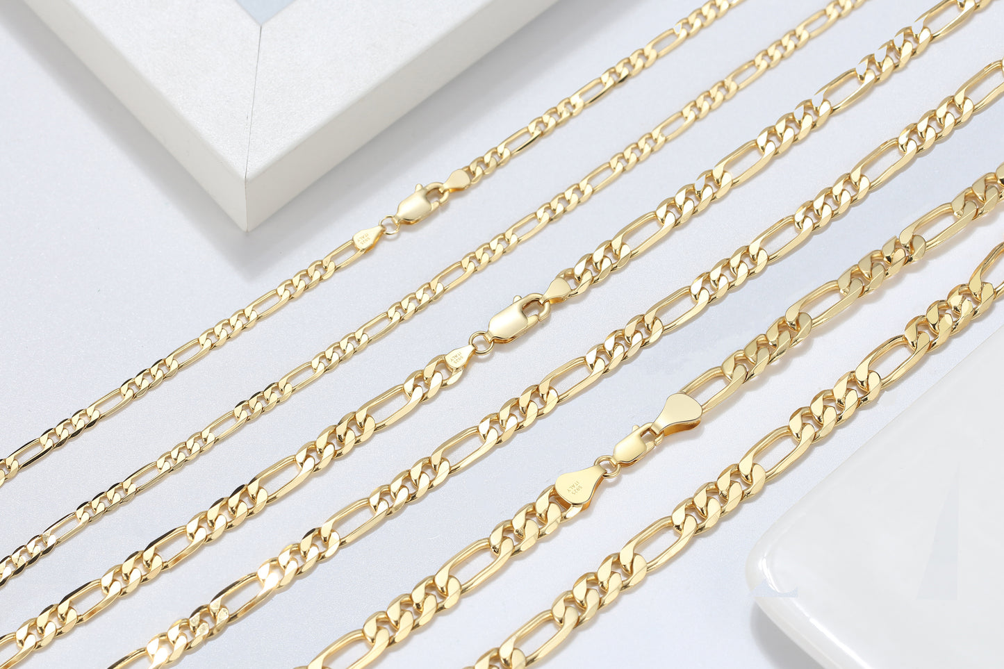 Figaro Chain 3.3mm 18k Gold