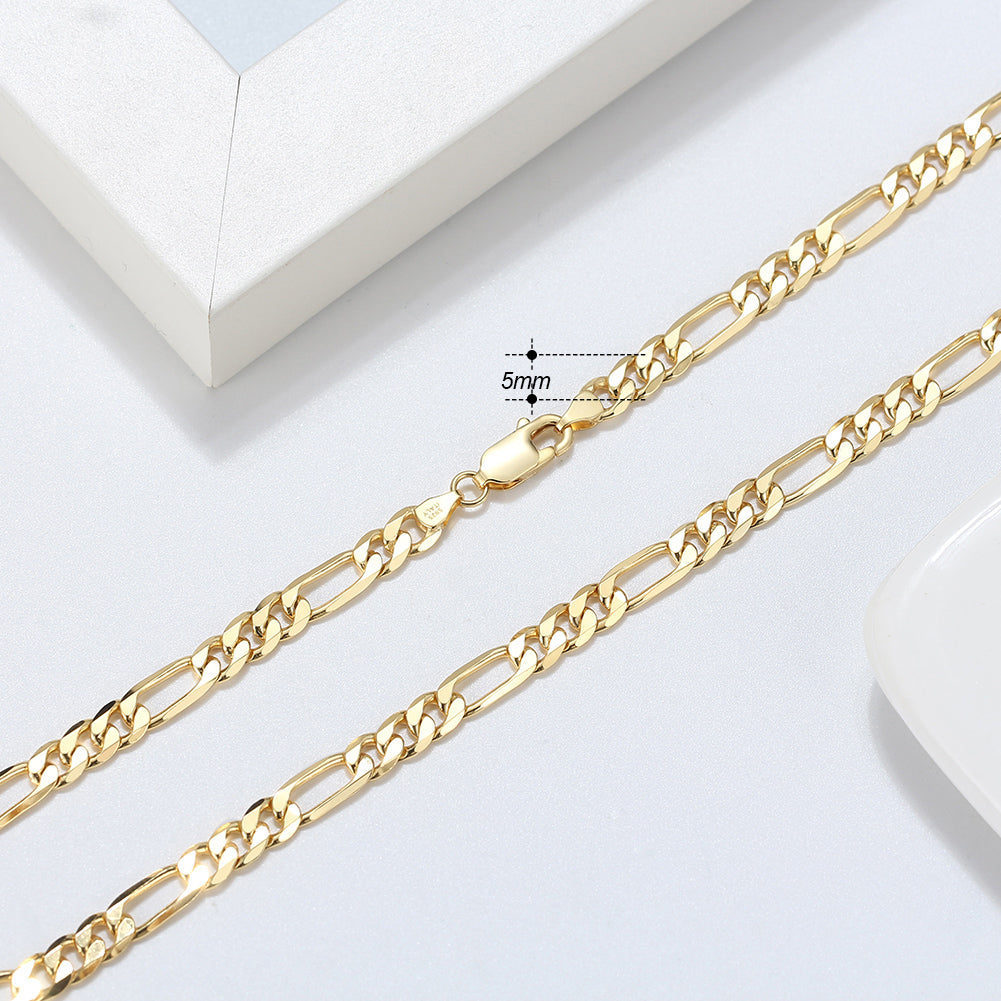 Figaro Chain 5mm 18k Gold