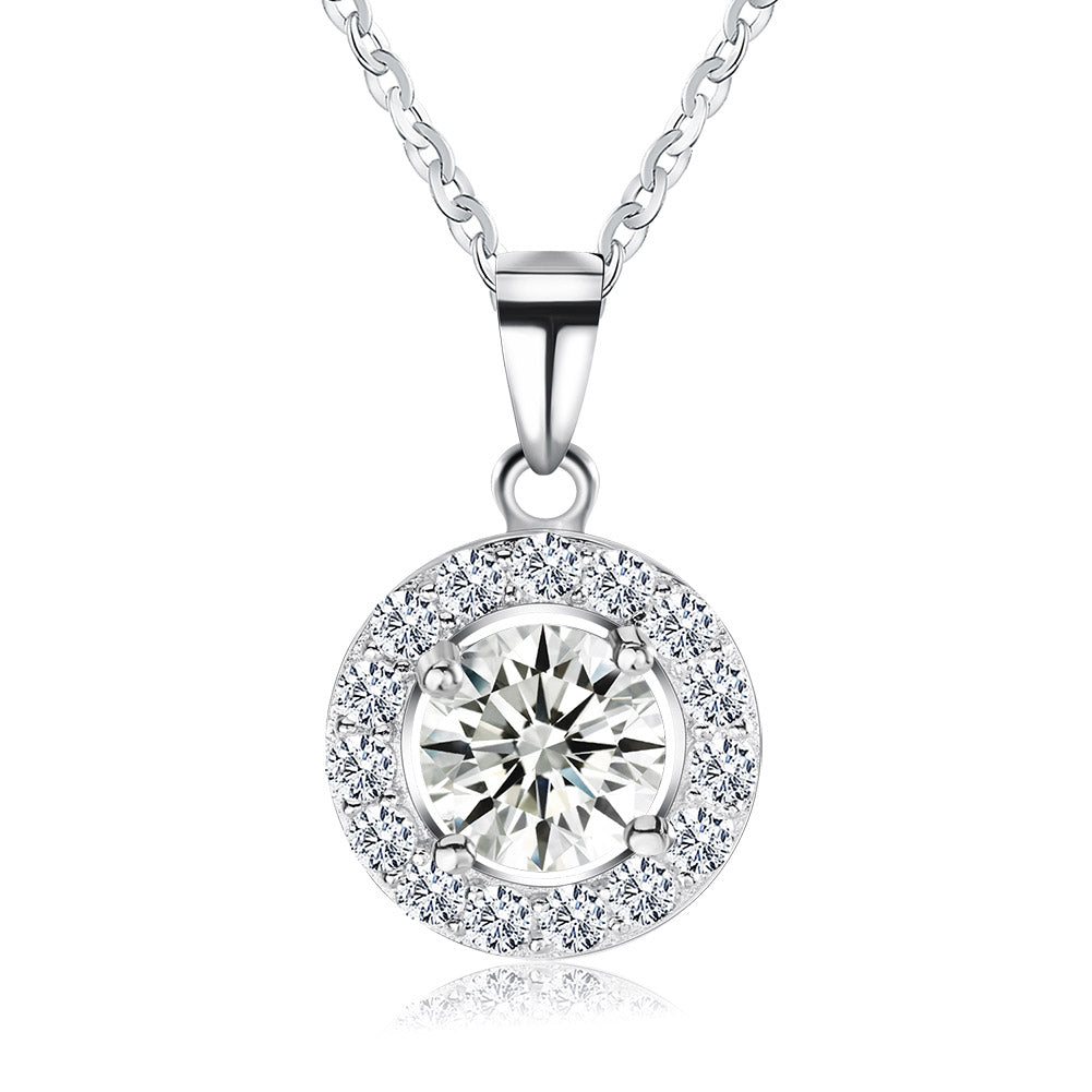 Zirconia Pendant Necklace White Gold