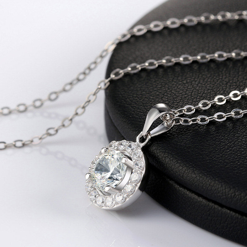 Zirconia Pendant Necklace White Gold